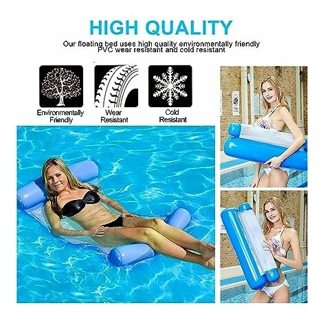 Eau Hamac Gonflable, Inclinable Flottant Lit Canapé, Lit Gonflable Pour Piscine Bouée Multi Usage Pliable Flottantes Hamac Portable Flotteur Ultraléger Pour Plage-Bleu Clair 4 Eau Hamac Gonflable, Inclinable Flottant Lit Canapé, Lit Gonflable Pour Piscine Bouée Multi Usage Pliable Flottantes Hamac Portable Flotteur Ultraléger Pour Plage-Bleu Clair – Image 2