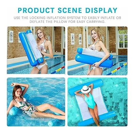 Eau Hamac Gonflable, Inclinable Flottant Lit Canapé, Lit Gonflable Pour Piscine Bouée Multi Usage Pliable Flottantes Hamac Portable Flotteur Ultraléger Pour Plage-Bleu Clair 5 Eau Hamac Gonflable, Inclinable Flottant Lit Canapé, Lit Gonflable Pour Piscine Bouée Multi Usage Pliable Flottantes Hamac Portable Flotteur Ultraléger Pour Plage-Bleu Clair – Image 3