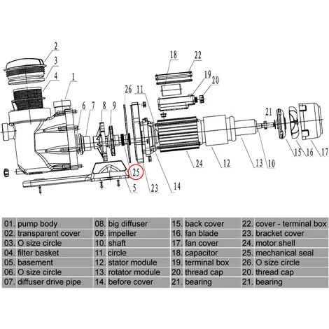 Pièce Détachée: Pompe De Piscine WilTec No. 50919 / 50920 / 50921 Joint K Mécanique 6 Pièce Détachée: Pompe De Piscine WilTec No. 50919 / 50920 / 50921 Joint K Mécanique – Image 4
