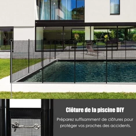 COSTWAY Barrière De Protection Souple Barrière De Sécurité Pour Piscine Barriere Filet En Aluminium 360 X 125 Cm Noire 4 COSTWAY Barrière De Protection Souple Barrière De Sécurité Pour Piscine Barriere Filet En Aluminium 360 X 125 Cm Noire – Image 2