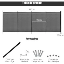 COSTWAY Barrière De Protection Souple Barrière De Sécurité Pour Piscine Barriere Filet En Aluminium 360 X 125 Cm Noire 11 COSTWAY Barrière De Protection Souple Barrière De Sécurité Pour Piscine Barriere Filet En Aluminium 360 X 125 Cm Noire -Piscine Soldes 11946129 5