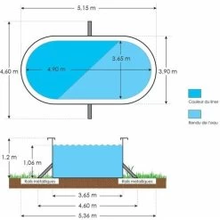 Piscine Hors Sol Acier Ovale 4,90 X 3,65 X 1,20 M Aspect Bois CANYON 9 Piscine Hors Sol Acier Ovale 4,90 X 3,65 X 1,20 M Aspect Bois CANYON -Piscine Soldes 12436085 3