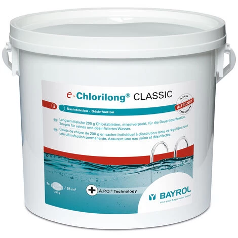 Chlore Lent Galet 250g 5kg - Bayrol - Chlorilong Classic 3 Chlore Lent Galet 250g 5kg - Bayrol - Chlorilong Classic