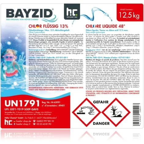 2 X 12,5 Kg (10 L) Bayzid Chlore Liquide 48° 6 2 X 12,5 Kg (10 L) Bayzid Chlore Liquide 48° – Image 4