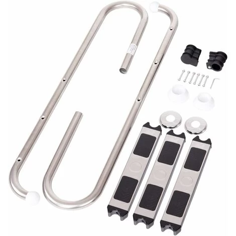 COSTWAY Échelle De Piscine à 3 Marches 1,32m Échelle De Sécurité Pour Piscine En 304 Acier Inoxydable Échelle De Marche 6 COSTWAY Échelle De Piscine à 3 Marches 1,32m Échelle De Sécurité Pour Piscine En 304 Acier Inoxydable Échelle De Marche – Image 4