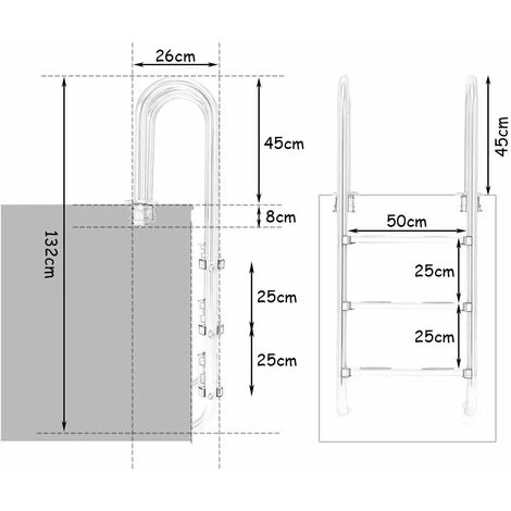 COSTWAY Échelle De Piscine à 3 Marches 1,32m Échelle De Sécurité Pour Piscine En 304 Acier Inoxydable Échelle De Marche 7 COSTWAY Échelle De Piscine à 3 Marches 1,32m Échelle De Sécurité Pour Piscine En 304 Acier Inoxydable Échelle De Marche – Image 5