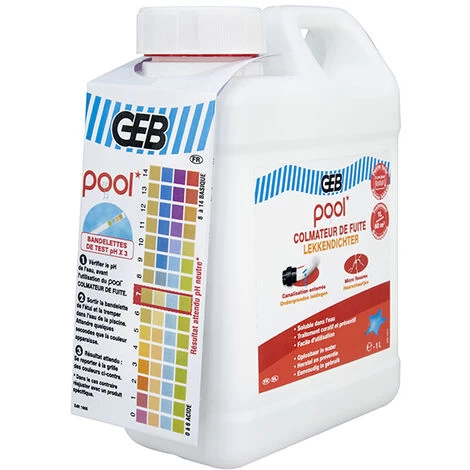 GEB Colmateur De Fuites Spécial Piscine POOL' - Bidon 1L 3 GEB Colmateur De Fuites Spécial Piscine POOL' - Bidon 1L