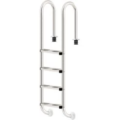Zelsius Echelle De Piscine à 4 Marches En Acier Inoxydable V2A 50,2 X 36,5 X 183 Cm - Argent Avec Protection Antidérapante Escalier De Piscine