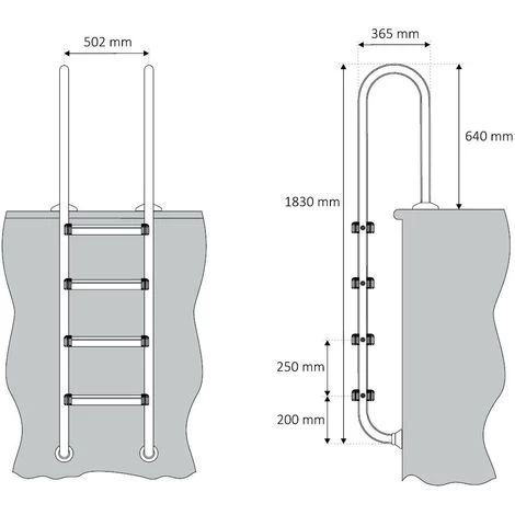 Zelsius Echelle De Piscine à 4 Marches En Acier Inoxydable V2A 50,2 X 36,5 X 183 Cm - Argent Avec Protection Antidérapante Escalier De Piscine 4 Zelsius Echelle De Piscine à 4 Marches En Acier Inoxydable V2A 50,2 X 36,5 X 183 Cm - Argent Avec Protection Antidérapante Escalier De Piscine – Image 2