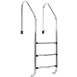 Zelsius Echelle De Piscine à 3 Marches A 50 X 62 X 157 Cm - Argent Avec Protection Antidérapante