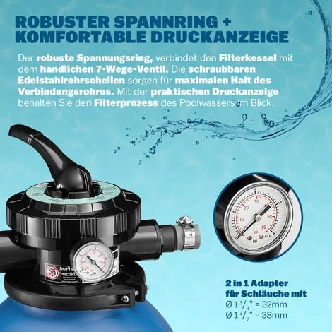 Pompe Filtre à Sable Max. 11.000 L/h Avec Pré-filtre XXL Piscine Nettoyage Eau 6 Pompe Filtre à Sable Max. 11.000 L/h Avec Pré-filtre XXL Piscine Nettoyage Eau – Image 4