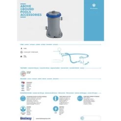 Pompe à Filtre 2.006 L/h - Pisicne Bestway Filtration - Pompe + Cartouche Incluse -Piscine Soldes 18623913 5