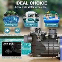 Pompe Piscine 10800l/h 180 Watts Pompe Filtration Circulation Filtre Eau Pool Whirlpool Jardin -Piscine Soldes 18704471 3