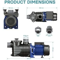 Pompe Piscine 10800l/h 180 Watts Pompe Filtration Circulation Filtre Eau Pool Whirlpool Jardin -Piscine Soldes 18704471 4