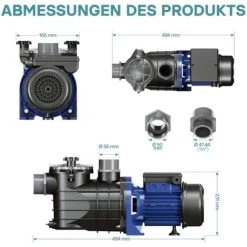 Pompe Piscine 13200l/h 370 Watts Pompe Filtration Circulation Filtre Eau Pool Whirlpool Jardin -Piscine Soldes 18704495 4