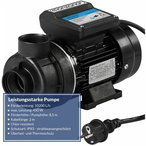 Pompe Pour Systèmes De Filtration à Sable IPX5 Eau Piscine Au Choix 400W (de) 4 Pompe Pour Systèmes De Filtration à Sable IPX5 Eau Piscine Au Choix 400W (de) – Image 2