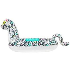 Bouée Gonflable XXL Chevauchable, Piscine & Plage, Flotteur Deluxe - Léopard 150x150x105cm