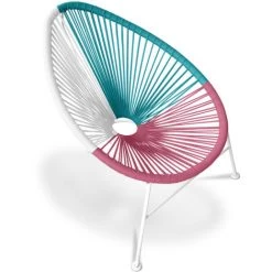 Fauteuil Acapulco - Piétement Blanc Multicolore - Acier, Rotin Synthétique, Metal, Plastique