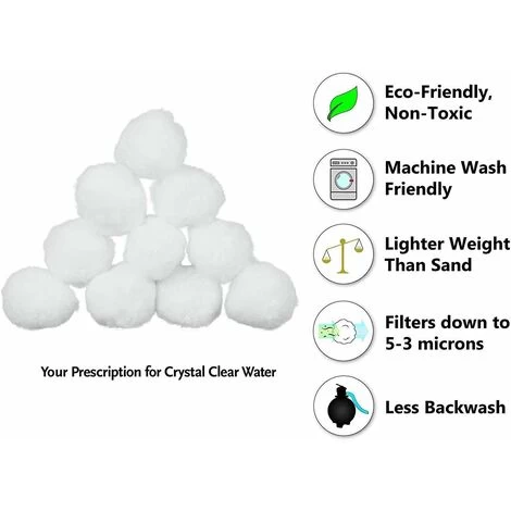 Kueatily Boules De Filtre De Piscine, Balles Filtrantes,Média Filtre à Fibres Pour Piscine Filtres à Sable Filtrage De L'eau. (Blanc) 6 Kueatily Boules De Filtre De Piscine, Balles Filtrantes,Média Filtre à Fibres Pour Piscine Filtres à Sable Filtrage De L'eau. (Blanc) – Image 4