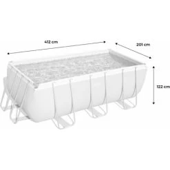 Piscine Tubulaire Hors Sol Vostok Gris Foncé Bestway. Rectangulaire 4x2m Avec Pompe. Filtre à Cartouche. Diffuseur Et échelle -Piscine Soldes 28108613 5