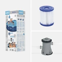 Piscine Tubulaire BESTWAY - Connemara Ø3.05m Bleue Foncée - Piscine Ronde Ø3.05m Avec Pompe De Filtration. Piscine Hors Sol. Armature Acier -Piscine Soldes 28171321 5