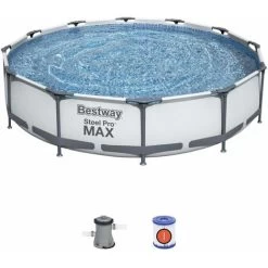 Piscine Tubulaire BESTWAY - Opalite Blanche - Piscine Ronde Ø3.6m Avec Pompe