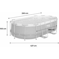 Kit Piscine Complet BESTWAY – Spinelle Grise – Piscine Ovale Tubulaire Pompe De Filtration Et Kit De Réparation Inclus 4x2 M -Piscine Soldes 28171334 4