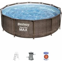 Piscine Hors-sol Tubulaire BESTWAY Steel Pro Max - 366x100cm - Épurateur à Cartouche De 2 006 L/H + Échelle