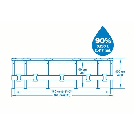 Piscine Hors-sol Tubulaire BESTWAY Steel Pro Max - 366x100cm - Épurateur à Cartouche De 2 006 L/H + Échelle 6 Piscine Hors-sol Tubulaire BESTWAY Steel Pro Max - 366x100cm - Épurateur à Cartouche De 2 006 L/H + Échelle – Image 4