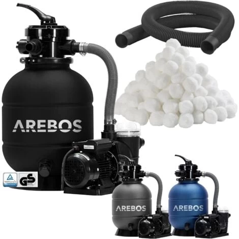 AREBOS Système De Filtre à Sable Avec Pompe Noir 400W 10.200 L/h Capacité Du Réservoir Jusqu'à 20 Kg De Sable Vanne à 4 Voies Avec Poignée Avec Manomètre 3 AREBOS Système De Filtre à Sable Avec Pompe Noir 400W 10.200 L/h Capacité Du Réservoir Jusqu'à 20 Kg De Sable Vanne à 4 Voies Avec Poignée Avec Manomètre