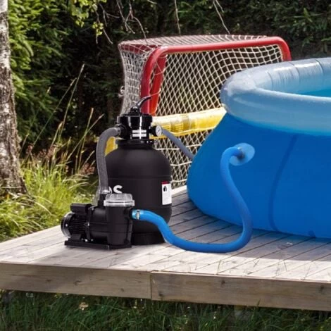 AREBOS Système De Filtre à Sable Avec Pompe Noir 400W 10.200 L/h Capacité Du Réservoir Jusqu'à 20 Kg De Sable Vanne à 4 Voies Avec Poignée Avec Manomètre 4 AREBOS Système De Filtre à Sable Avec Pompe Noir 400W 10.200 L/h Capacité Du Réservoir Jusqu'à 20 Kg De Sable Vanne à 4 Voies Avec Poignée Avec Manomètre – Image 2