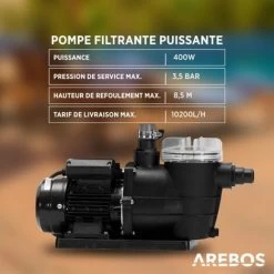 AREBOS Système De Filtre à Sable Avec Pompe 400W + 1400g De Balles De Filtre + Tuyau De 2m Gris 10200 L/h Capacité Du Réservoir Jusqu'à 20 Kg De Sable Vanne à 4 Voies Avec Poignée Et Manomètre 11 AREBOS Système De Filtre à Sable Avec Pompe 400W + 1400g De Balles De Filtre + Tuyau De 2m Gris 10200 L/h Capacité Du Réservoir Jusqu'à 20 Kg De Sable Vanne à 4 Voies Avec Poignée Et Manomètre -Piscine Soldes 31543798 5