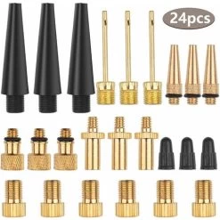 Lot De 24pcs Adaptateur De Valve Vélo En Cuivre DV AV SV Pour Compresseur De Vélo Pompe à Pied Voiture Kit D'adaptateurs De Valve