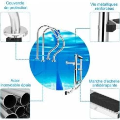 COSTWAY Échelle De Piscine à 3 Marches Protection Antidérapante Rampe De Bassin Natation Escalier Parc Aquatique Capacité De Charge 9 COSTWAY Échelle De Piscine à 3 Marches Protection Antidérapante Rampe De Bassin Natation Escalier Parc Aquatique Capacité De Charge -Piscine Soldes 33331383 3