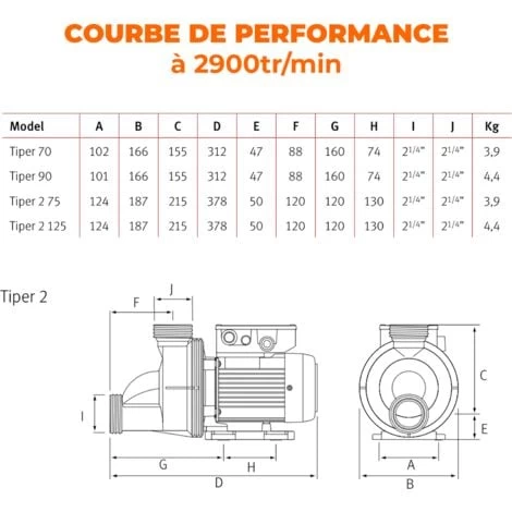 Pompe De Filtration SPA/petite Piscine ESPA - Modèle TIPER 2 125M 5 Pompe De Filtration SPA/petite Piscine ESPA - Modèle TIPER 2 125M – Image 3