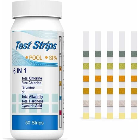 Kueatily 6 En 1 Pour Piscine,Lot De 50 Kit D'analyse De L'eau,Bandelettes De Test Pour Piscine,pour Test De Qualité D'eau Sur Chlore, Brome, Nitrite, Nitrate, Dureté, Alcalinité Totale, PH 3 Kueatily 6 En 1 Pour Piscine,Lot De 50 Kit D'analyse De L'eau,Bandelettes De Test Pour Piscine,pour Test De Qualité D'eau Sur Chlore, Brome, Nitrite, Nitrate, Dureté, Alcalinité Totale, PH
