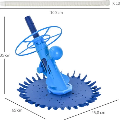 OUTSUNNY Nettoyeur Aspirateur Piscine - Robot De Piscine Hydraulique Automatique - Branchement Pompe 370-1100 W Max. - ABS TPU Bleu 5 OUTSUNNY Nettoyeur Aspirateur Piscine - Robot De Piscine Hydraulique Automatique - Branchement Pompe 370-1100 W Max. - ABS TPU Bleu – Image 3