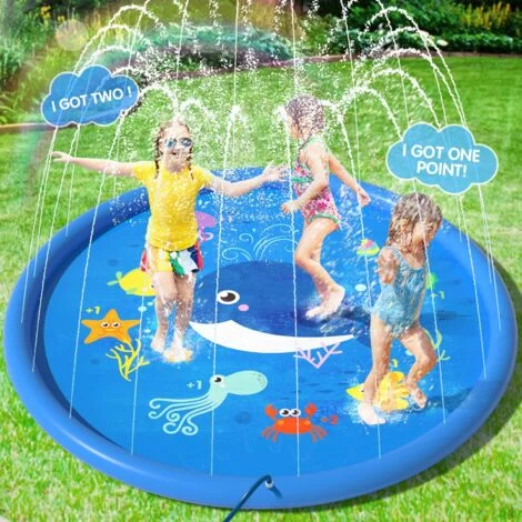 Peradix Tapis Enfant De Jet D'eau 170CM PVC Tapis De Pulvérisation D'éclaboussure D'eau Piscine De Jeux Natte Et Avec Jet Fontaine Pour Enfant,Splash Sprinkle Play Pad Mat Garçons Et Filles (Bleu) 3 Peradix Tapis Enfant De Jet D'eau 170CM PVC Tapis De Pulvérisation D'éclaboussure D'eau Piscine De Jeux Natte Et Avec Jet Fontaine Pour Enfant,Splash Sprinkle Play Pad Mat Garçons Et Filles (Bleu)