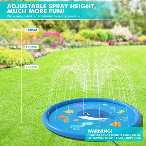 Peradix Tapis Enfant De Jet D'eau 170CM PVC Tapis De Pulvérisation D'éclaboussure D'eau Piscine De Jeux Natte Et Avec Jet Fontaine Pour Enfant,Splash Sprinkle Play Pad Mat Garçons Et Filles (Bleu) 6 Peradix Tapis Enfant De Jet D'eau 170CM PVC Tapis De Pulvérisation D'éclaboussure D'eau Piscine De Jeux Natte Et Avec Jet Fontaine Pour Enfant,Splash Sprinkle Play Pad Mat Garçons Et Filles (Bleu) – Image 4