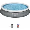 Bestway Piscine Gonflable Hors Sol - Onega - Grise. Ronde Ø457x84cm Avec Filtre à Cartouche Et Kit De Réparation Liner Inclus -Piscine Soldes 43704897 1