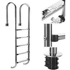Bc-elec - PL004 Echelle De Piscine à 4 échelons En Acier Inoxydable 304SS, 183cm, Escalier Piscine à 4 Marches