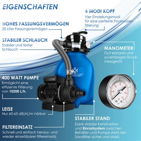 KESSER® Filtre à Sable Filtration à Sable Balles Filtrantes De 700 g, Remplacent 25 kg De Sable Filtrant Filtre De Piscine 10 m³/h Système De Filtration Réservoir Filtrant Pour Piscine Et Piscine 6 KESSER® Filtre à Sable Filtration à Sable Balles Filtrantes De 700 g, Remplacent 25 kg De Sable Filtrant Filtre De Piscine 10 m³/h Système De Filtration Réservoir Filtrant Pour Piscine Et Piscine – Image 4