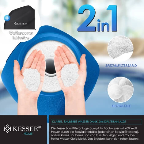 KESSER® Filtre à Sable Filtration à Sable Balles Filtrantes De 700 g, Remplacent 25 kg De Sable Filtrant Filtre De Piscine 10 m³/h Système De Filtration Réservoir Filtrant Pour Piscine Et Piscine 7 KESSER® Filtre à Sable Filtration à Sable Balles Filtrantes De 700 g, Remplacent 25 kg De Sable Filtrant Filtre De Piscine 10 m³/h Système De Filtration Réservoir Filtrant Pour Piscine Et Piscine – Image 5