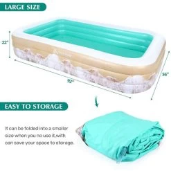 Brace Master Piscine Gonflable Pour Enfants 92 X 56 X 22pour Enfants De 3 Ans Et Plus Piscine Gonflable Pour Enfants Adultes Extérieur Jardin Arrière-cour Vert -Piscine Soldes 51369682 3