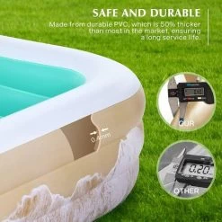 Brace Master Piscine Gonflable Pour Enfants 92 X 56 X 22pour Enfants De 3 Ans Et Plus Piscine Gonflable Pour Enfants Adultes Extérieur Jardin Arrière-cour Vert -Piscine Soldes 51369682 4