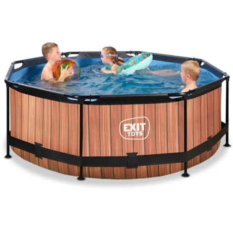 EXIT TOYS Piscine EXIT Wood ø244x76cm Avec Pompe Filtrante - Marron 7 EXIT TOYS Piscine EXIT Wood ø244x76cm Avec Pompe Filtrante - Marron – Image 5