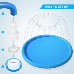 Pecute Tapis De Jet D'eau, Tapis De Pulvérisation Antidérapant 0,55mm Épaisseur Anti-Déchirure, Splash Pad PVC Durable, Jet Fontaine Réglable, Jeu D'eau Exterieur Été Pour Enfant Adulte Chien,S Ø100cm -Piscine Soldes 53559116 4