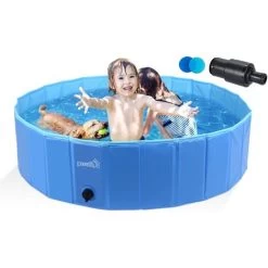 Pecute Piscine Pour Chien L 120x30cm, Baignoire Chien Pliable Plus Robuste, Piscine Enfant Pour Jardin, Patio Ou Salle De Bain, Piscine Animaux Résistant à L'usure(Bleu)