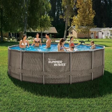 Piscine Tubulaire Rattan ø 4,57x1,22m SUMMER WAVES 3 Piscine Tubulaire Rattan ø 4,57x1,22m SUMMER WAVES