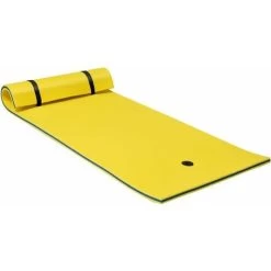 COSTWAY Tapis Flottant Enroulable En Mousse 220 X 90 Cm Avec Oreiller Intégré 3 Epaisseurs Anti-Déchirure Pour Piscine Plage Jaune